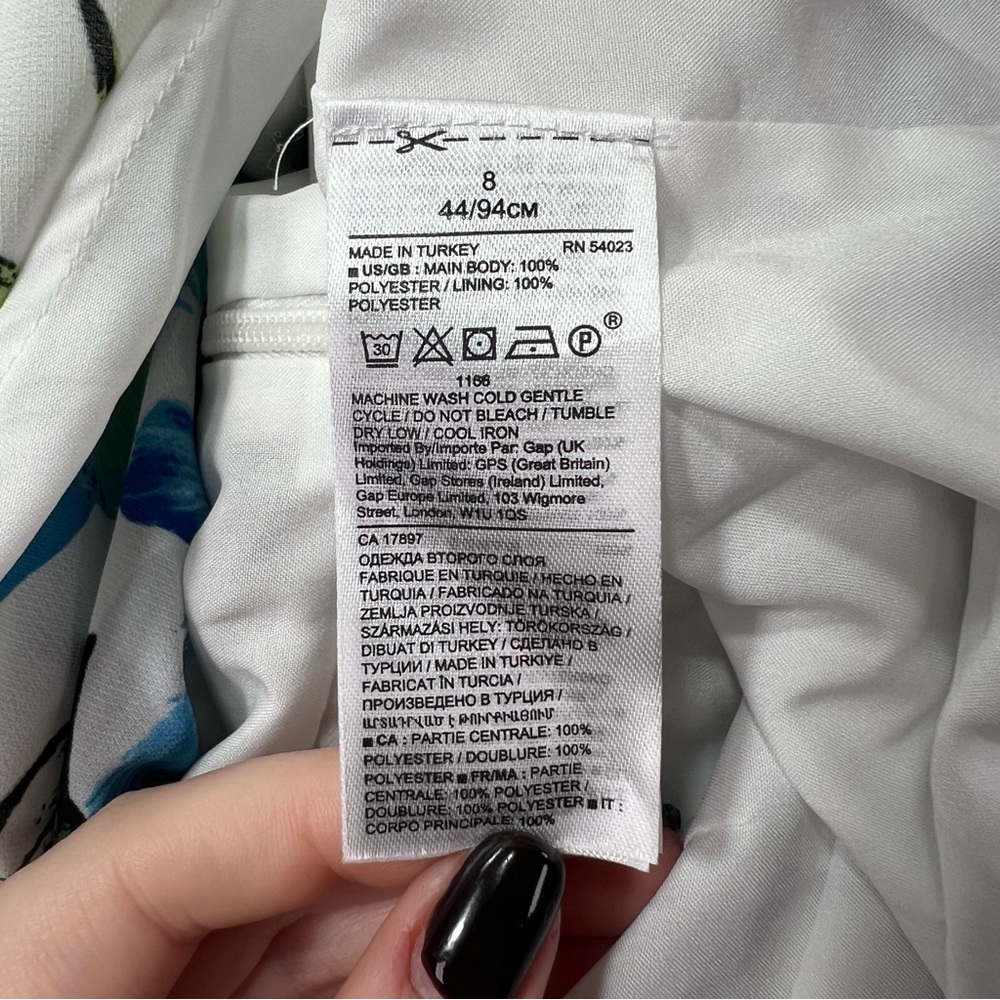 Banana Republic Floral High Low Maxi Dress - white/green/blue, size 8 - Picture 6 of 11